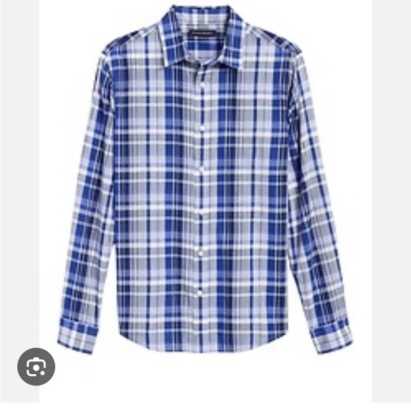 Banana Republic Blue Plaid Men's Shirt - Picture 6 of 7